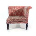 A Victorian fully upholstered corner armchair on mahogany turned feet CONDITION REPORT: