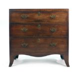 A George III mahogany chest of three long drawers on bracket feet, w.