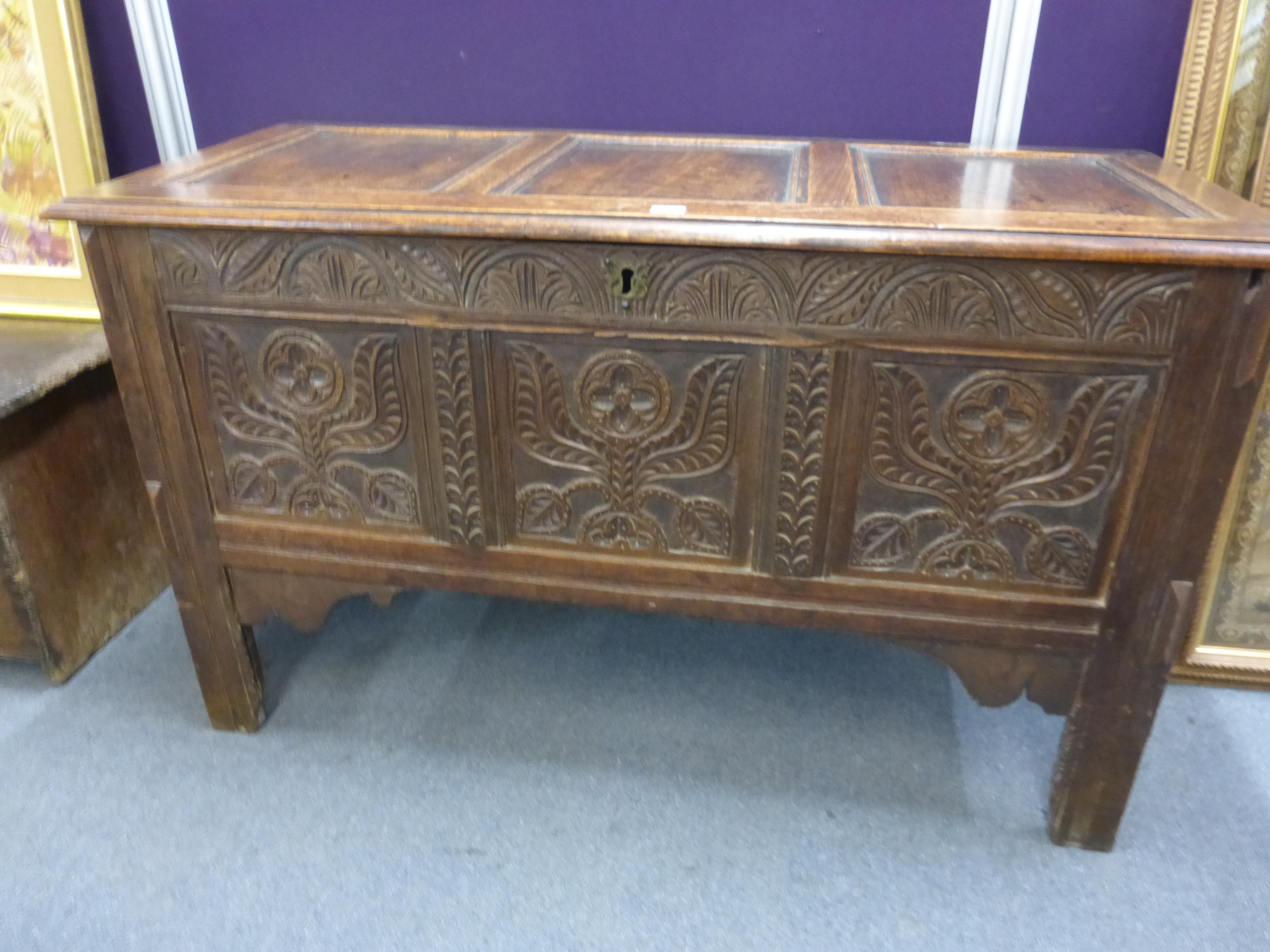 An 18th century and later oak coffer, - Image 3 of 15