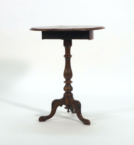 A Victorian burr walnut and marquetry drop-leaf games table,