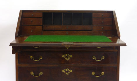 A George III mahogany bureau, - Image 3 of 3