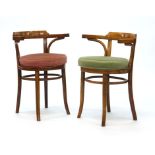 A pair of Thonet formed beech cafe chairs