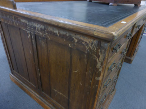 A late Victorian oak desk, - Image 3 of 3