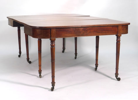 A William IV mahogany reeded dining table, the two D-ends joined by a central leaf, - Image 3 of 10