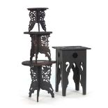 AMENDED DESCRIPTION: A set of three 20th century carved and inlaid Anglo-Indian graduated tables on