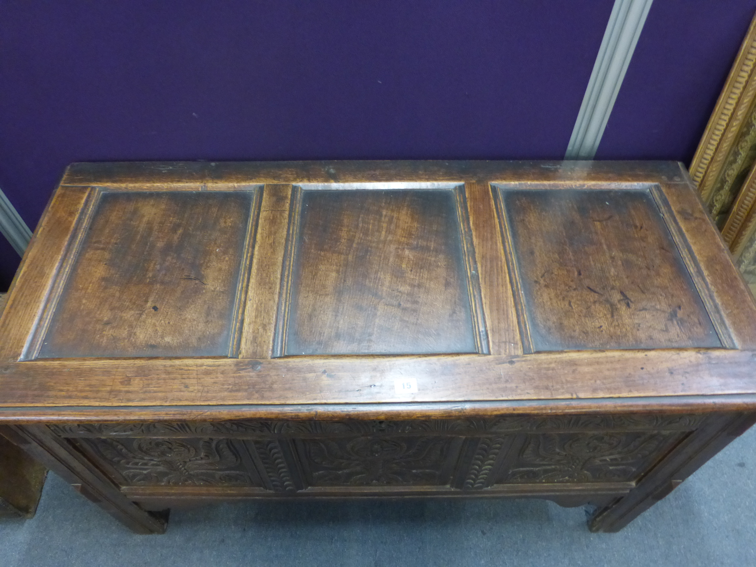 An 18th century and later oak coffer, - Image 2 of 15