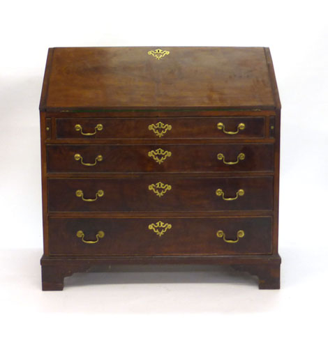 A George III mahogany bureau, - Image 2 of 3