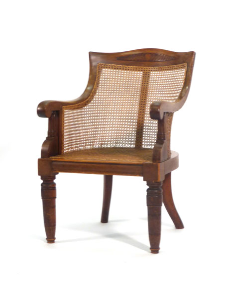 A Victorian mahogany and bergere armchair on turned legs CONDITION REPORT: - Image 2 of 2