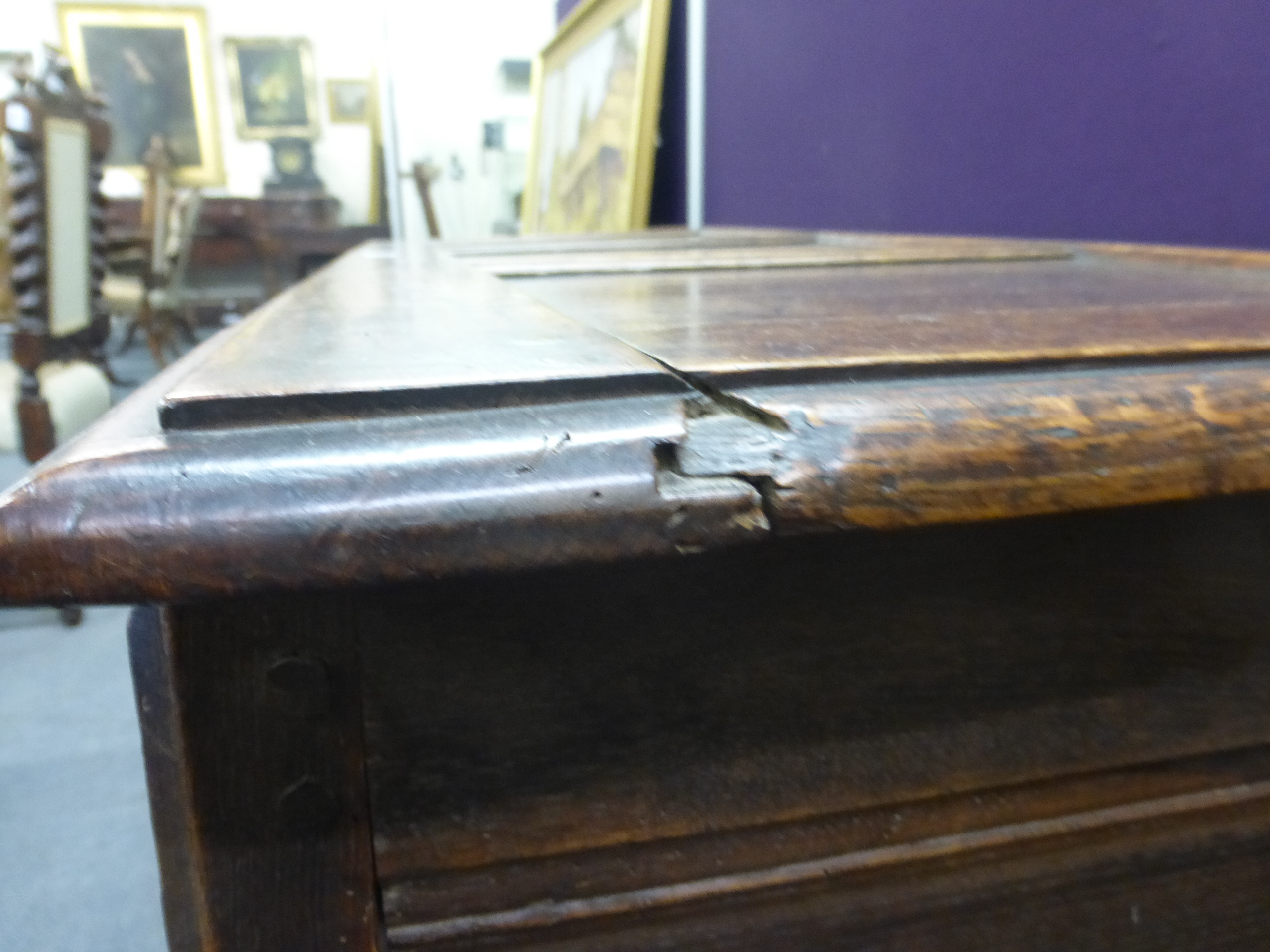 An 18th century and later oak coffer, - Image 8 of 15