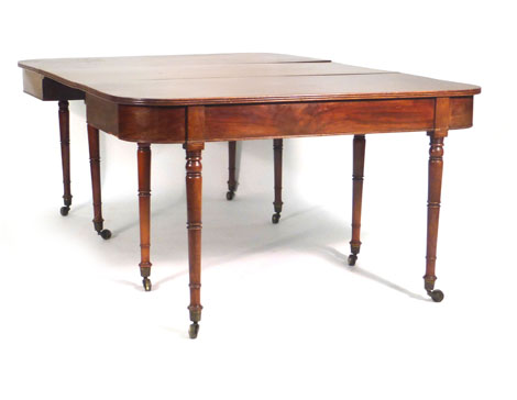 A William IV mahogany reeded dining table, the two D-ends joined by a central leaf, - Image 4 of 10