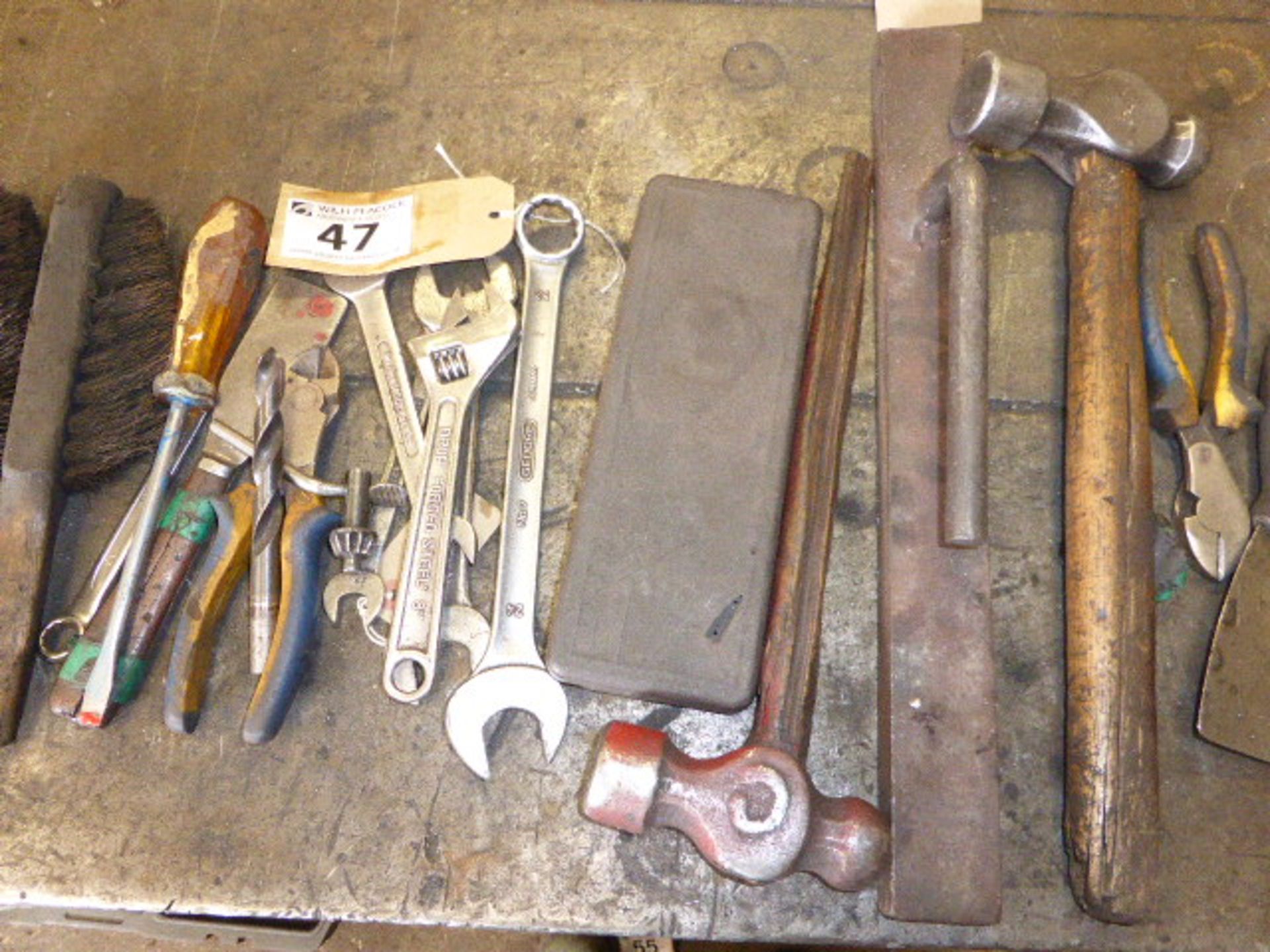 Selection of hand tools, rivet guns, hammers, spanners, etc. - Image 2 of 4