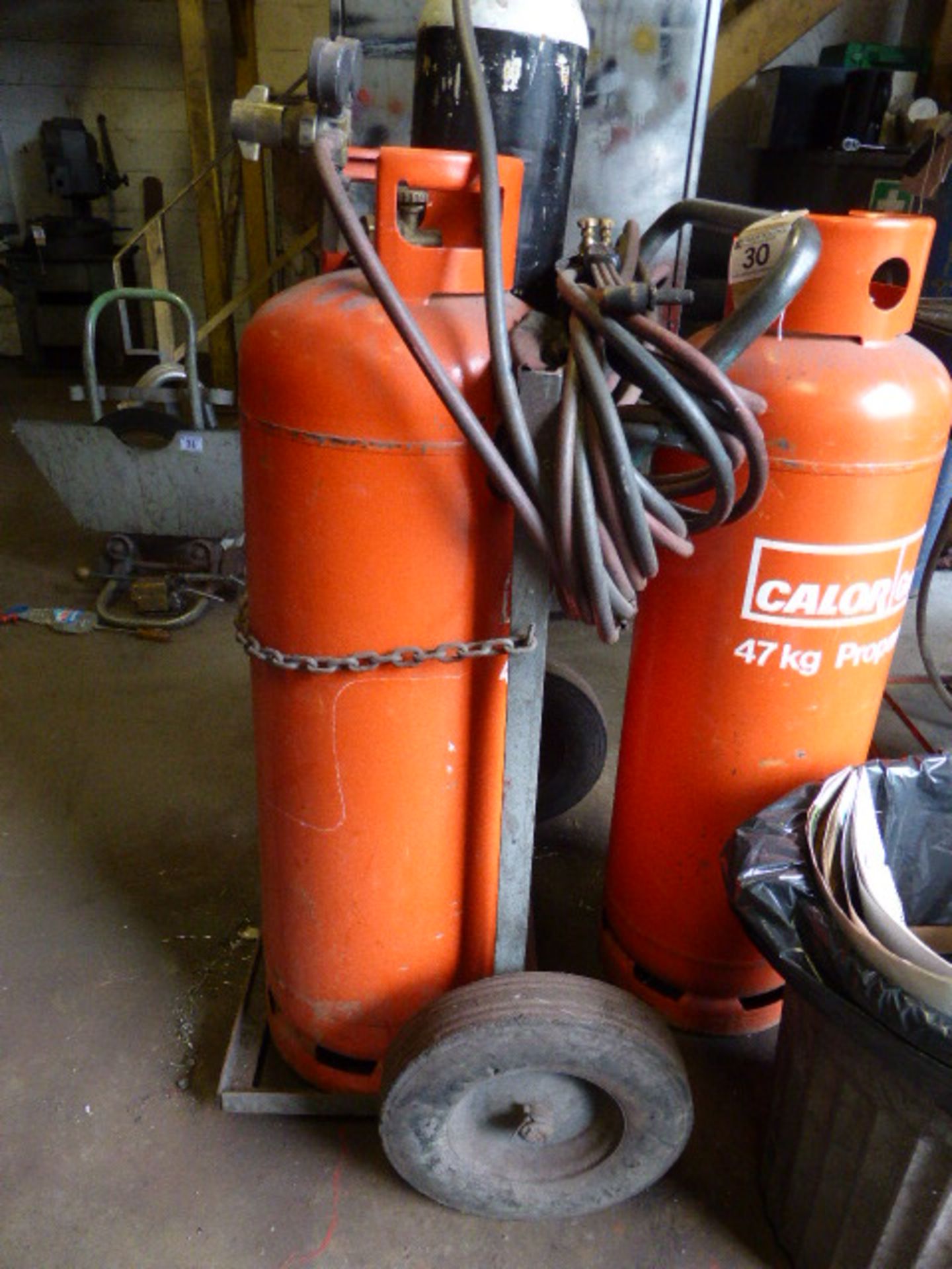 Heavy duty 2 bottle sack barrow with Oxy-Acetylene welding torch, hose and gages (bottles not