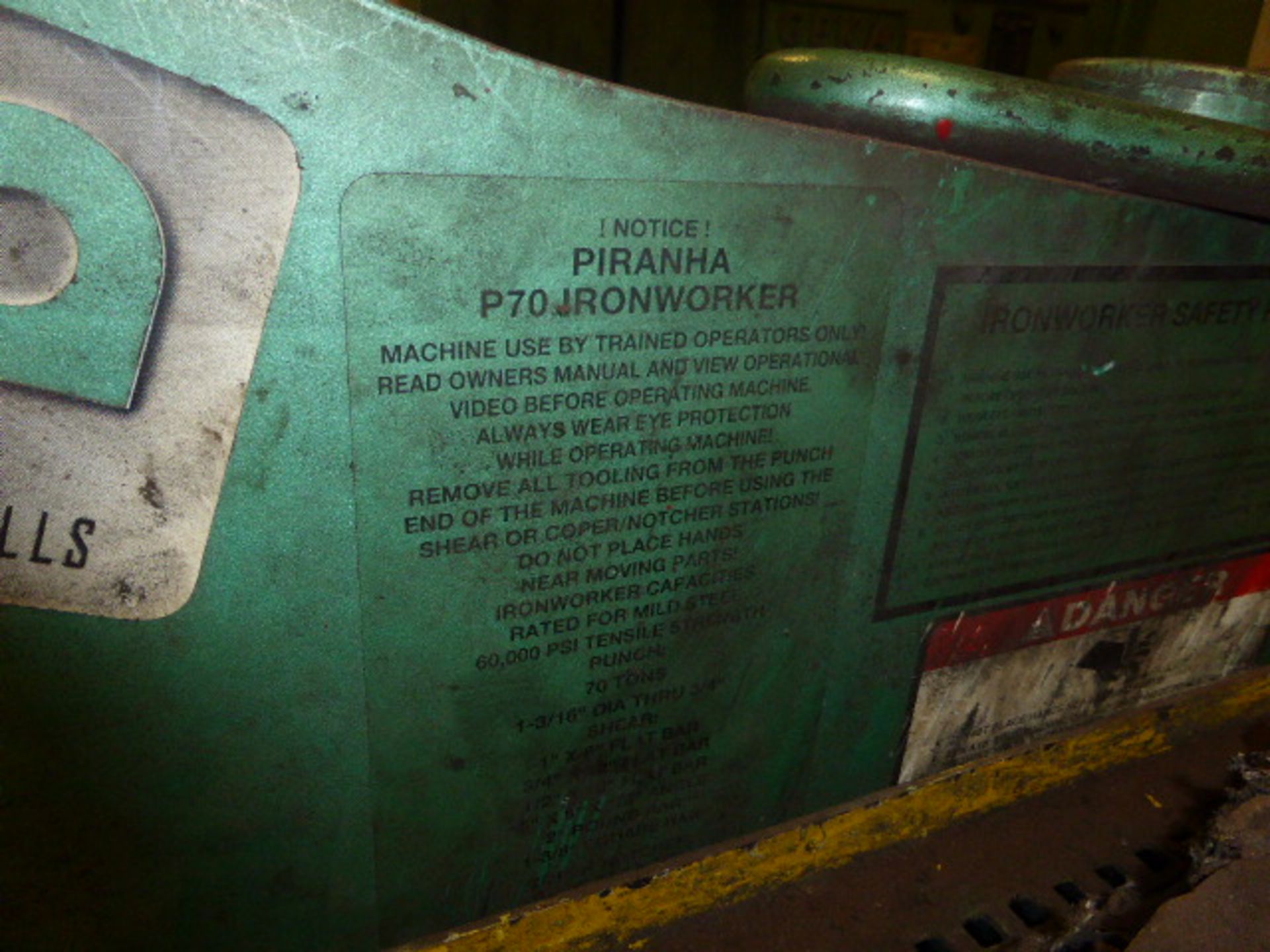 Piranha P70 ironworker combination machine, 3 phase. Serial number P70-1334 - Image 7 of 15