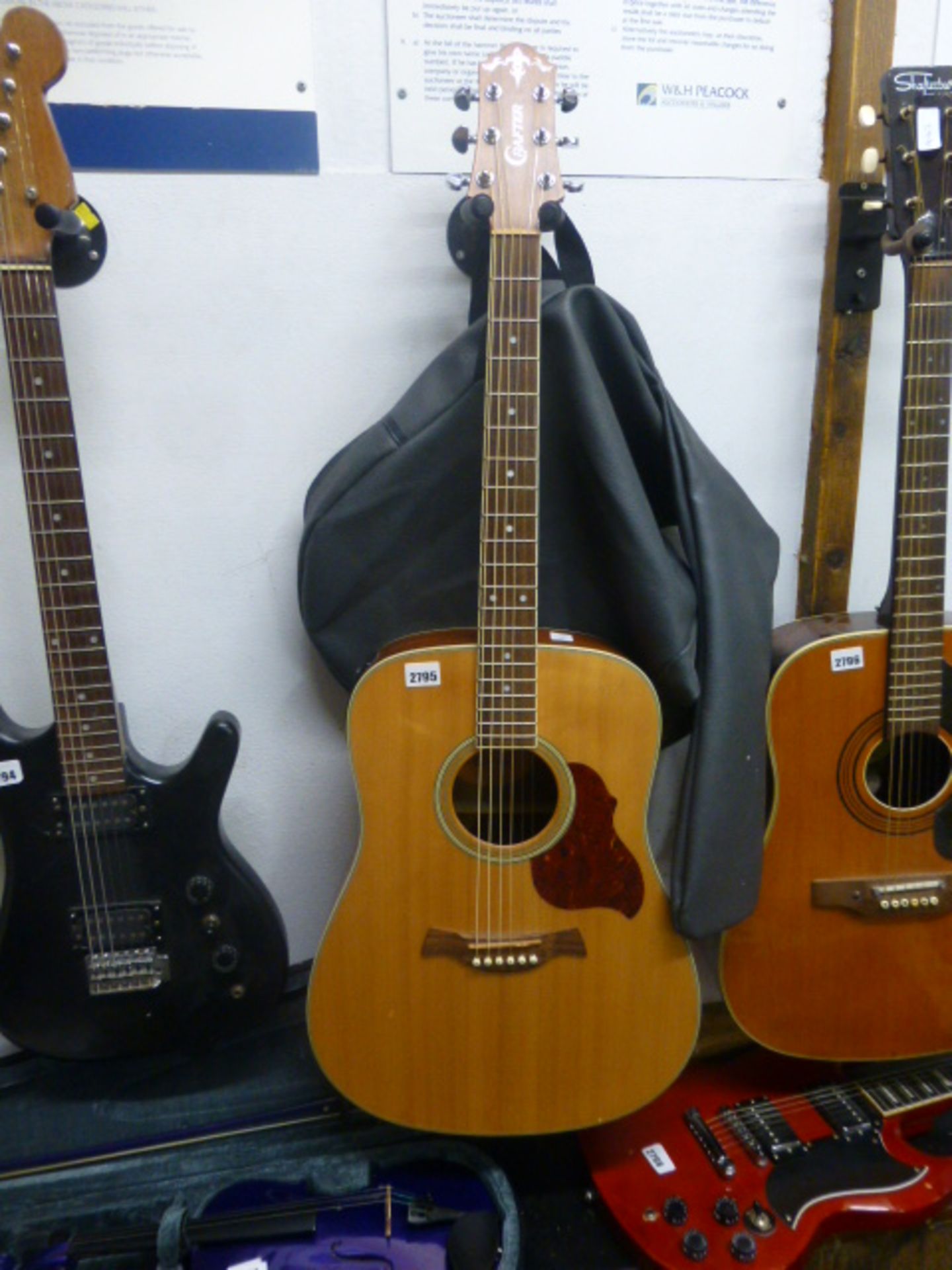 Crafter electro acoustic guitar with soft case