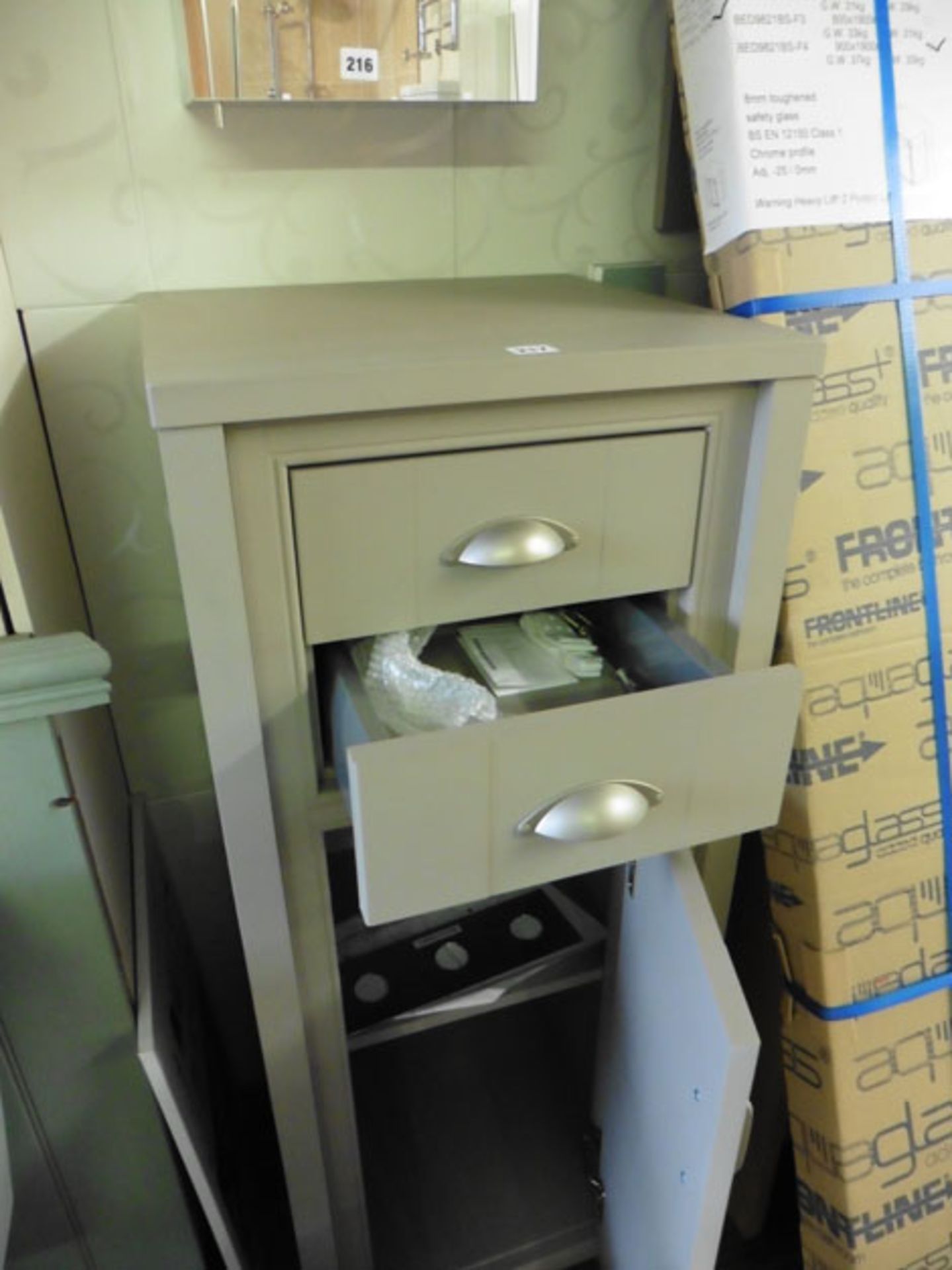 Light brown free standing unit with drawers over cupboard and a sink stand in beech - Bild 2 aus 2