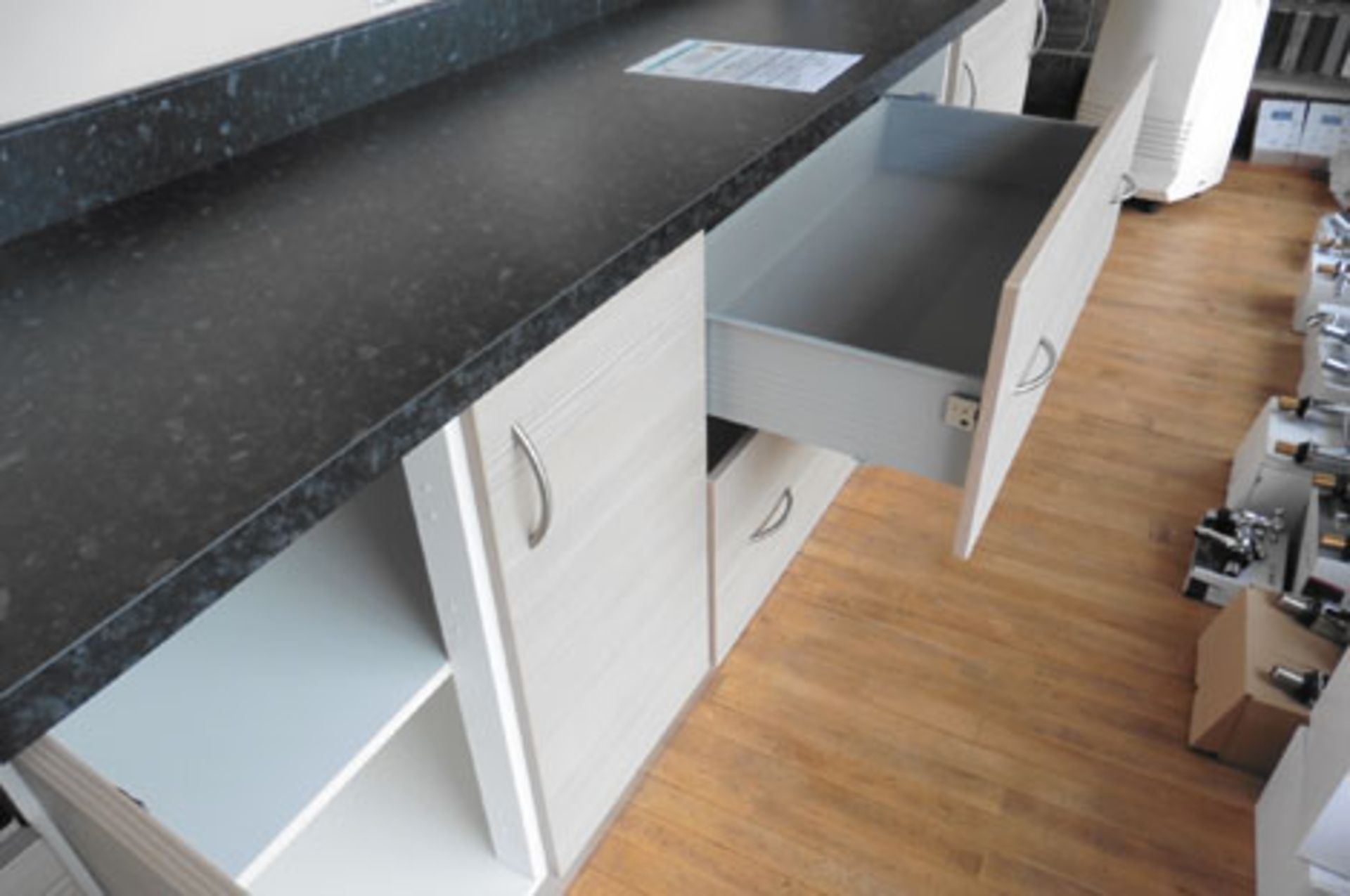 2 tone wood effect kitchen display with soft closer drawers and slate effect work top (not including - Image 3 of 6