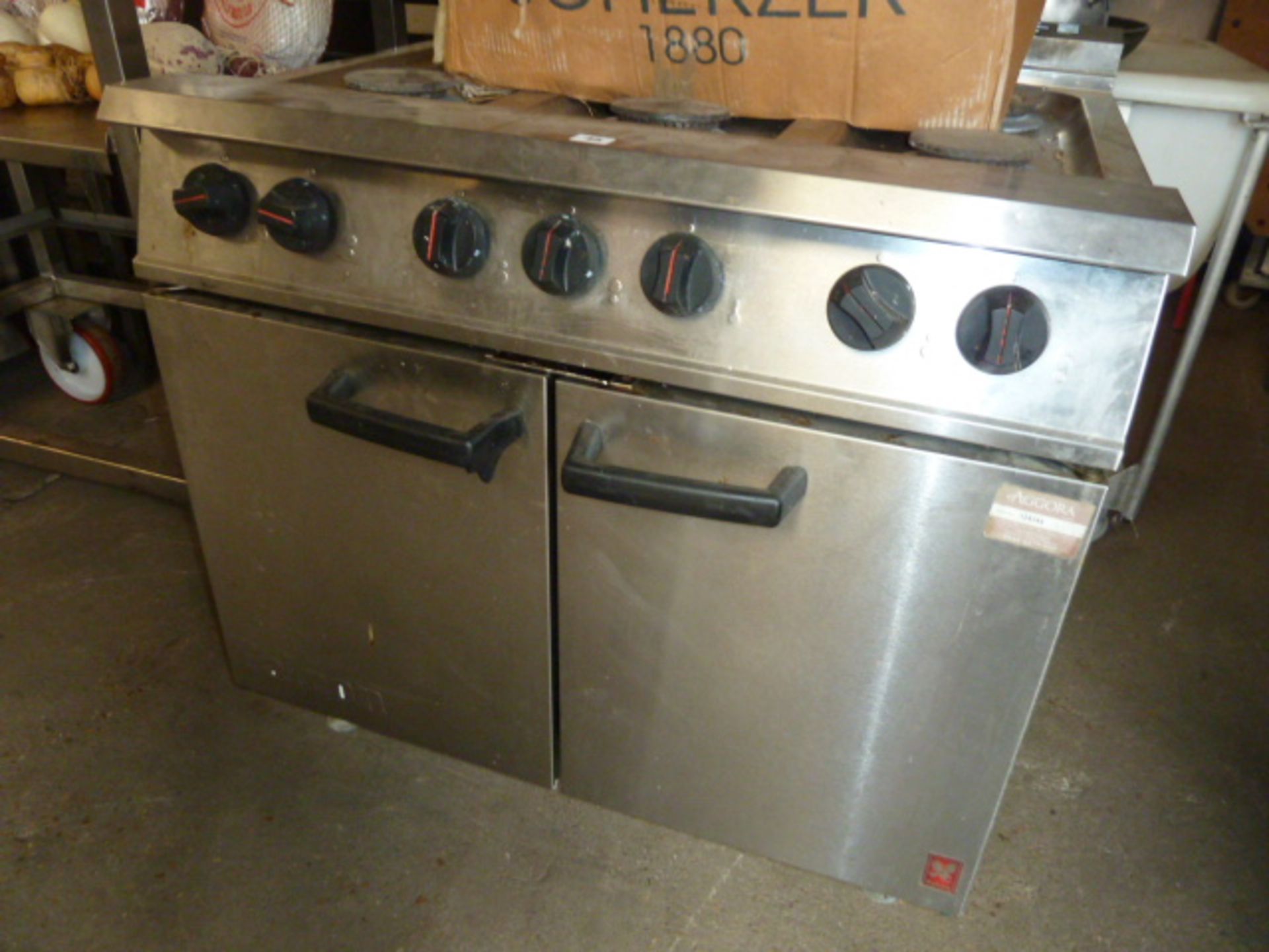 90cm Falcon Dominator gas 6 burner cooker with 2 door oven under