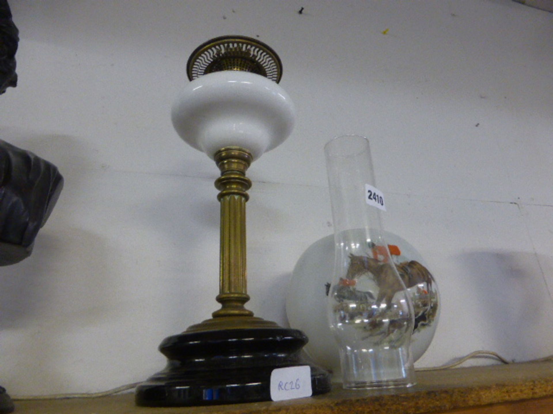 Oil lamp with shade and chimmney