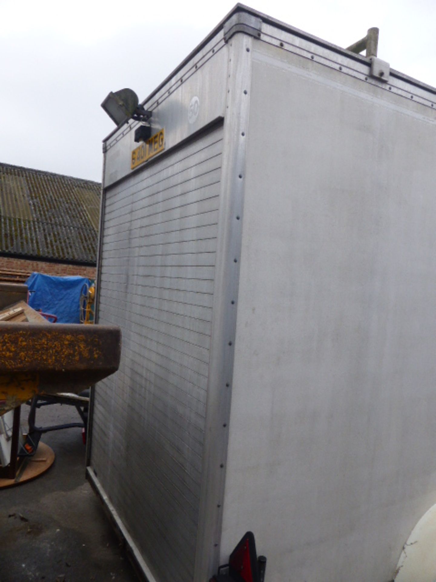 13' x 5' twin axle box trailer used recently as site office with roller door to rear, side door.. - Image 3 of 3