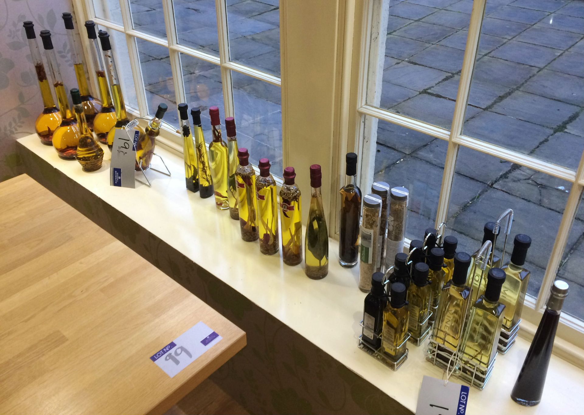 16 Assorted Display Bottles of Flavoured Olive Oil; 3 Matching Sets of Olive Oil and Balsamic