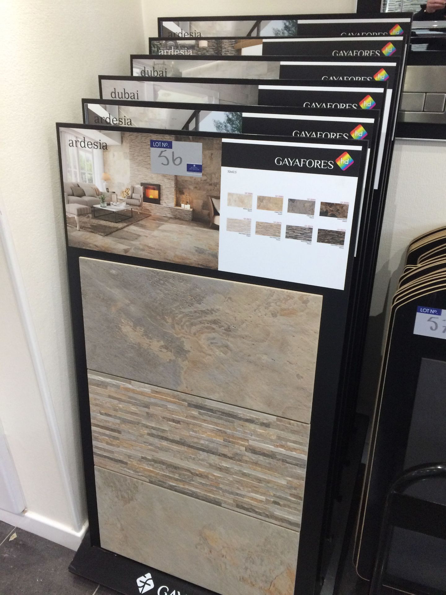 A Gayafores/Waxman Tile Display Stand and Sample Boards.