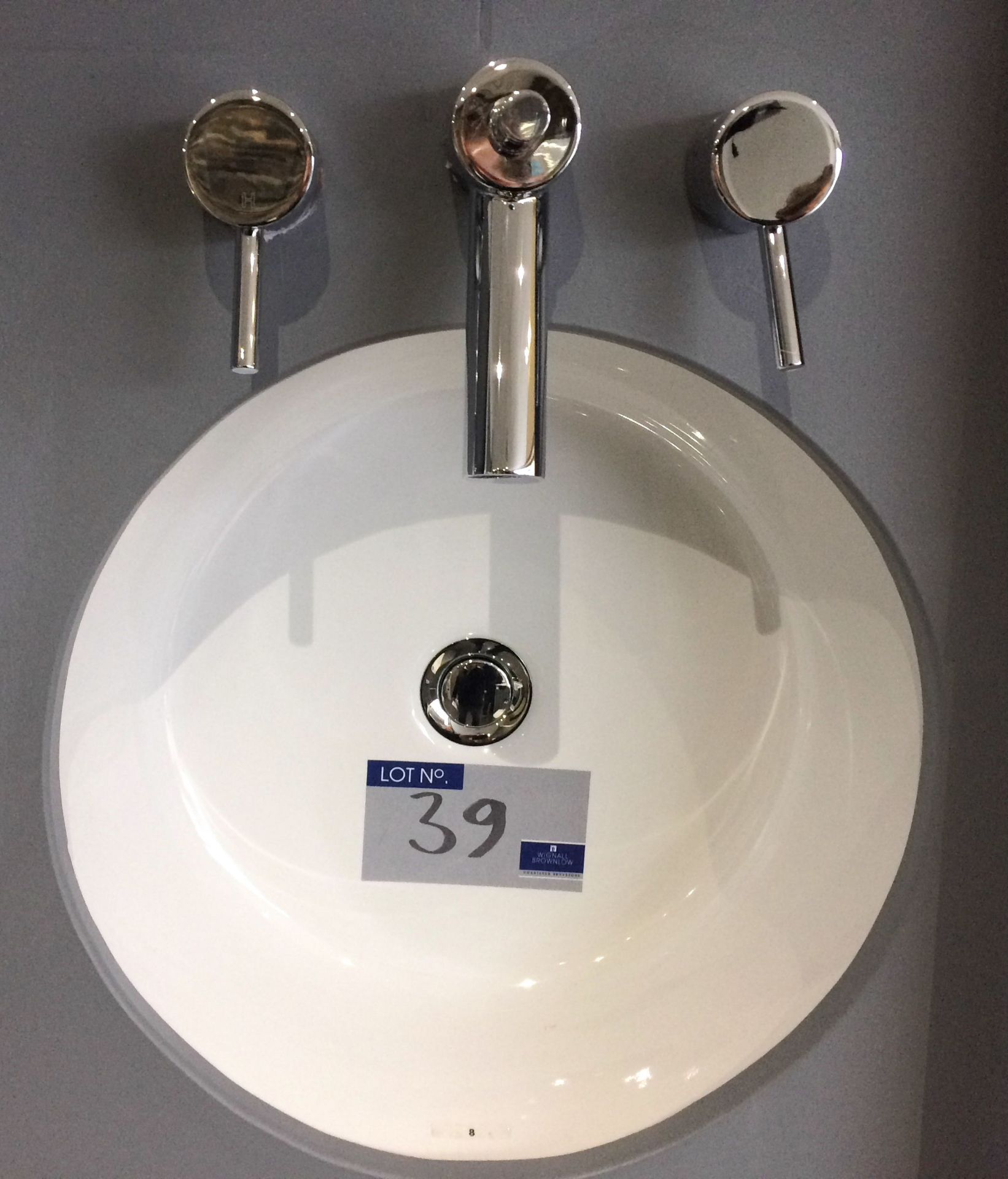 A Vitra Arkitekt 40cm Countertop Hand Basin with Bristan Rio Chrome Tap.