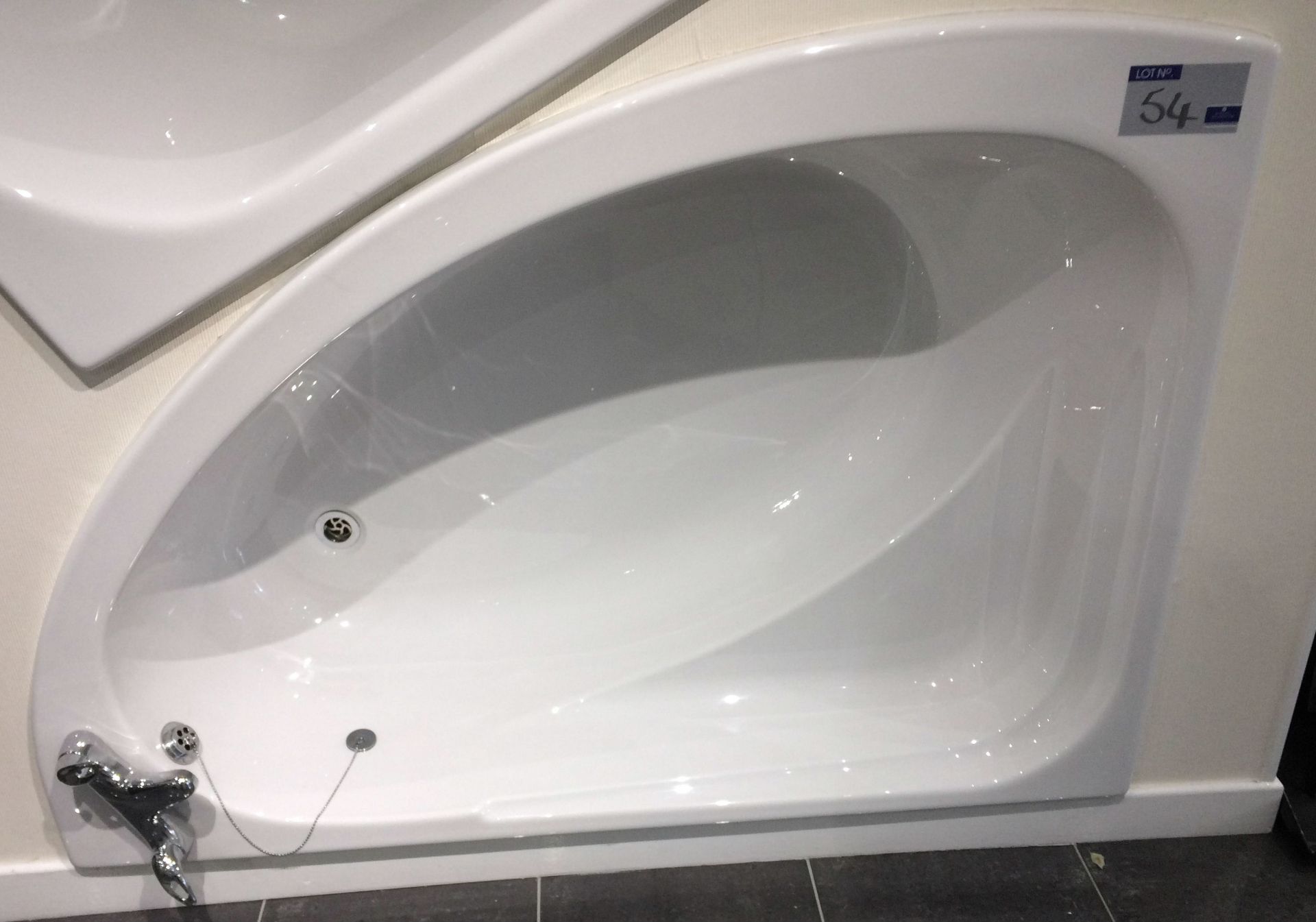 A Trojan Orlando Acrylic Corner Bath, 1500 x 1030mm to corner with Bristan Java Chrome Mono Tap,