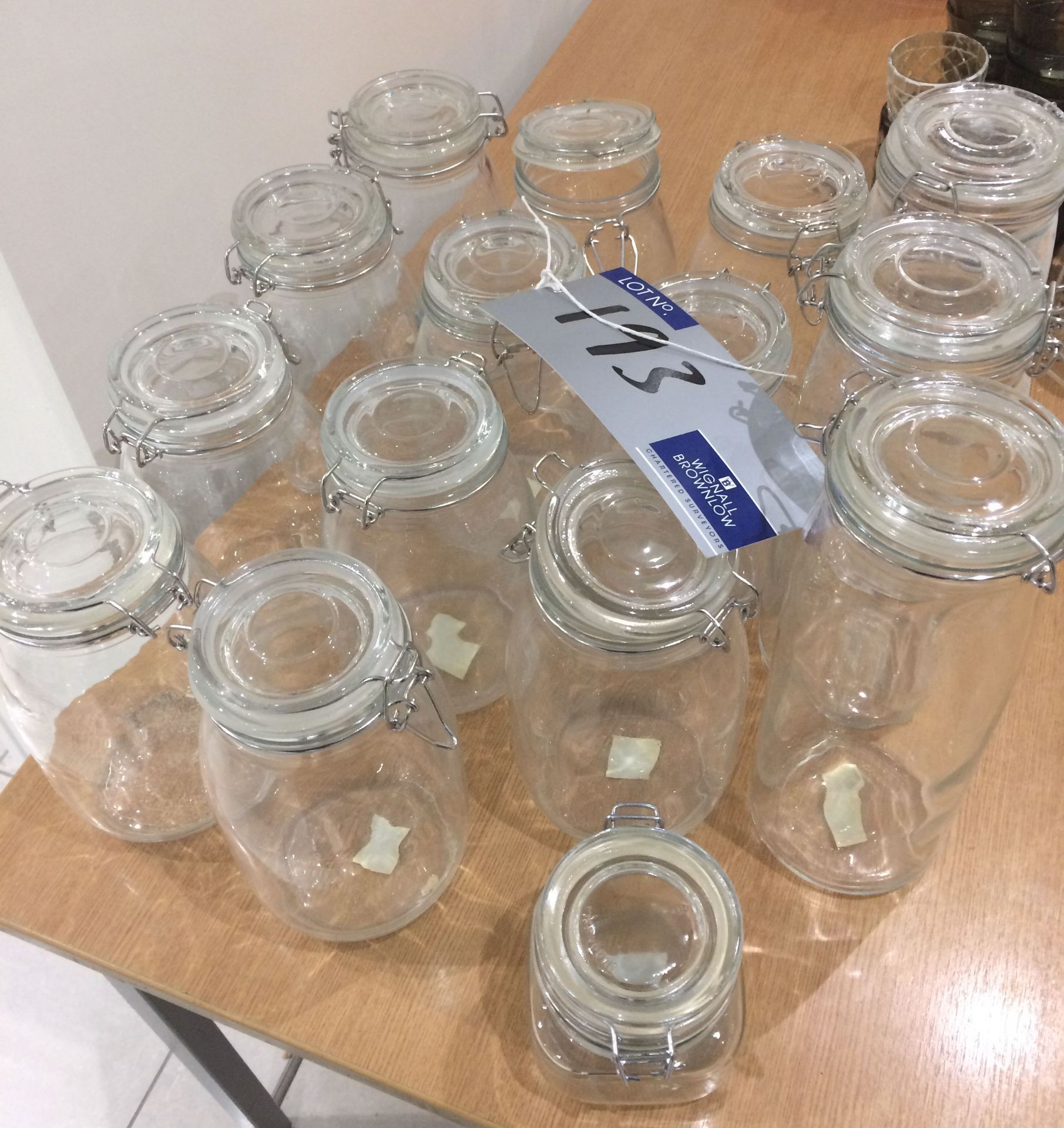 11 Ikea Glass Kilner Jars, 22cm; 3 Glass Kilner Jars, 30cm; 1 Chunky Glass Kilner Jar, 10cm. - Image 2 of 2
