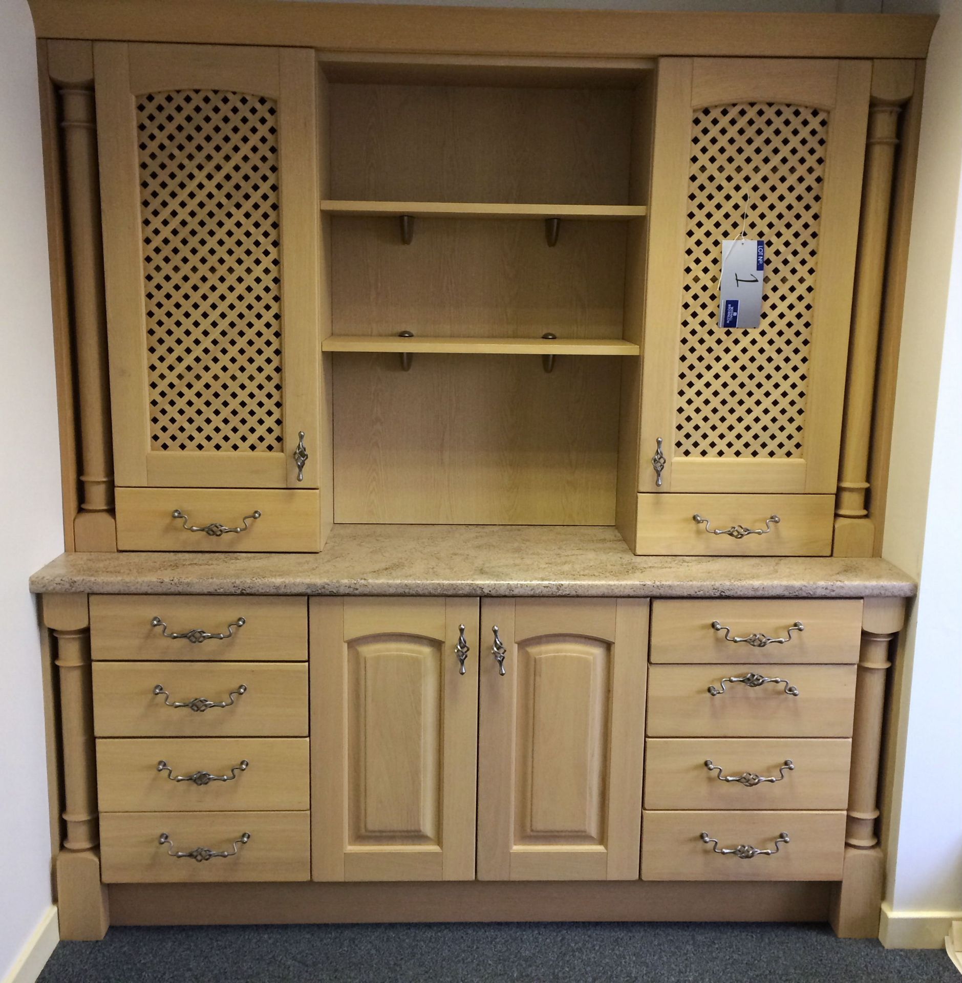 Oak Dresser comprising Base Unit: 2040 w x 580 dp x 915mm h, 40mm top with 2 sets of 4 drawers,