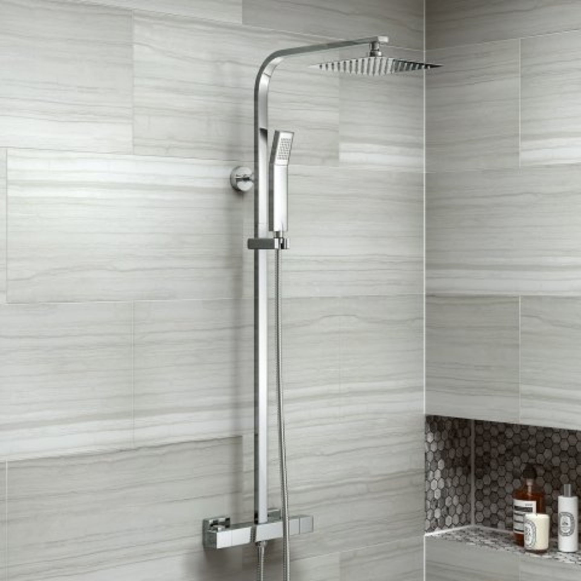 (A543) 200mm Square Head Thermostatic Exposed Shower Kit. RRP £349.99. The straight lines and - Image 4 of 5