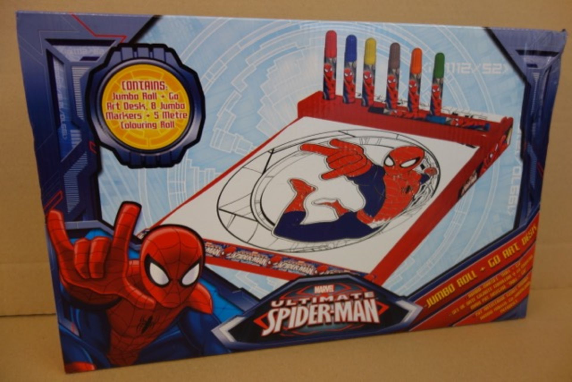 24 x Brand New Marvel Ultimate Spiderman Jumbo Roll + Go Art Desks. Original RRP £19.99 each, giving
