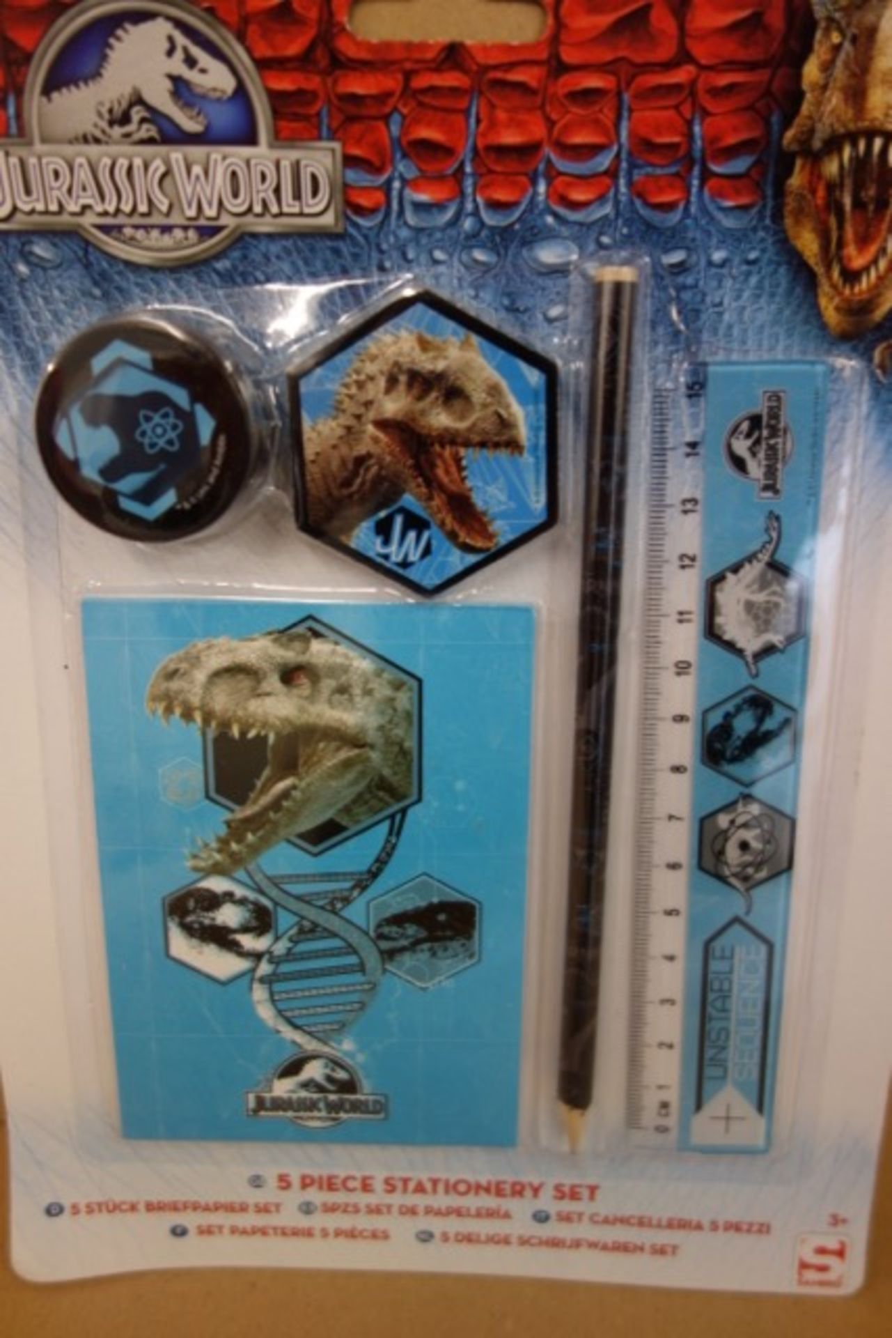 108 x Brand New Jurassic World 5 Piece Stationary Set's. Includes Pencil, Sharpener, Note Pad, Ruler - Image 2 of 2