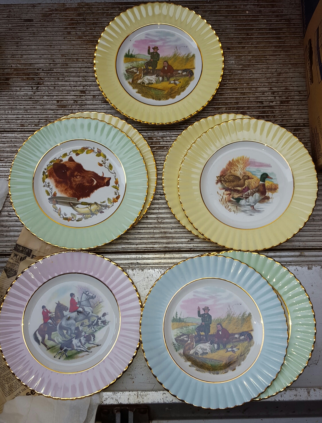 Collectors Plates Boar, Hunting, Fishing Scenes