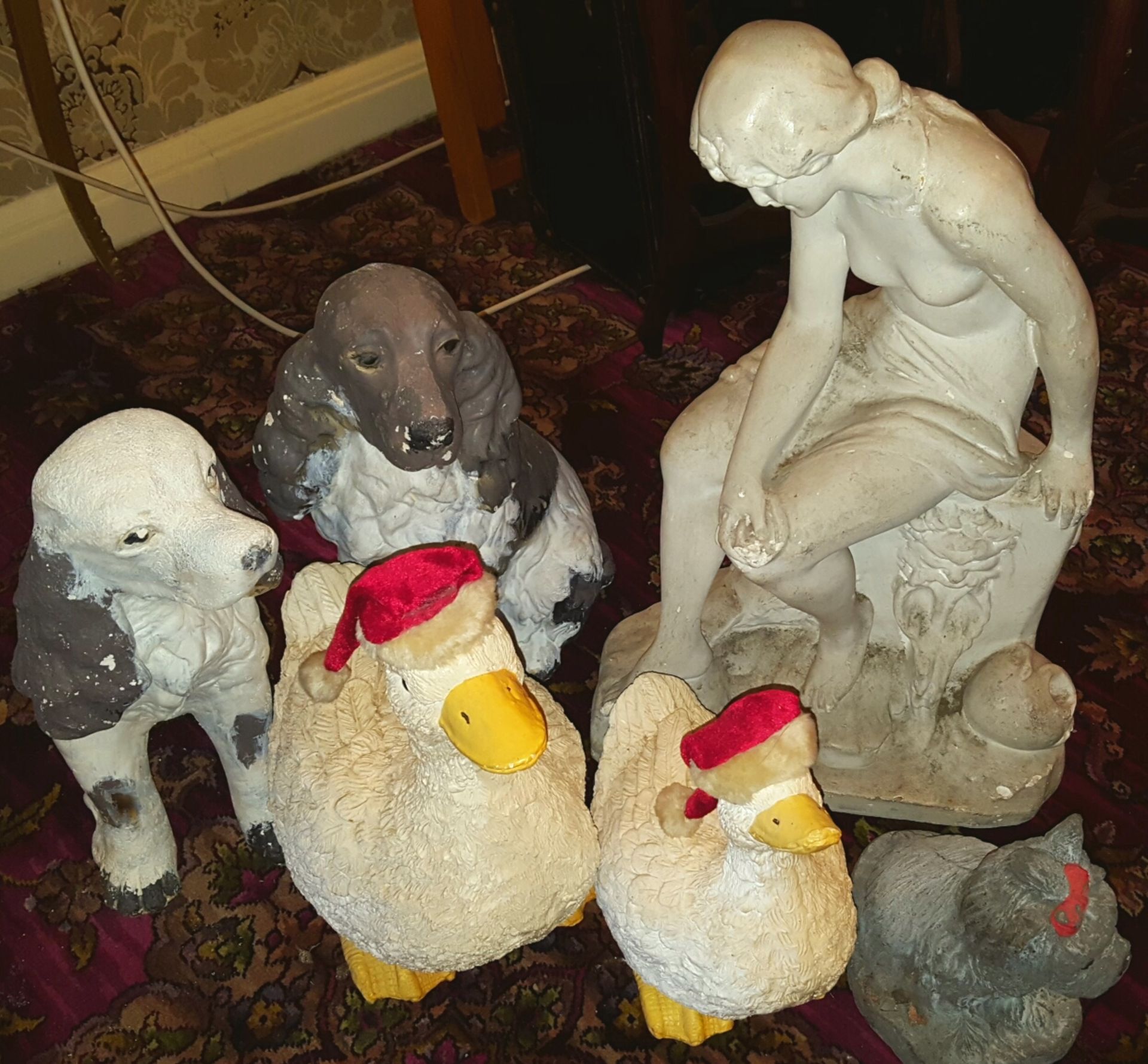 Group of Plaster, Resin & Plastic Garden Figures