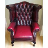 Wing Back Fireside Chair Ox-Blood Colour