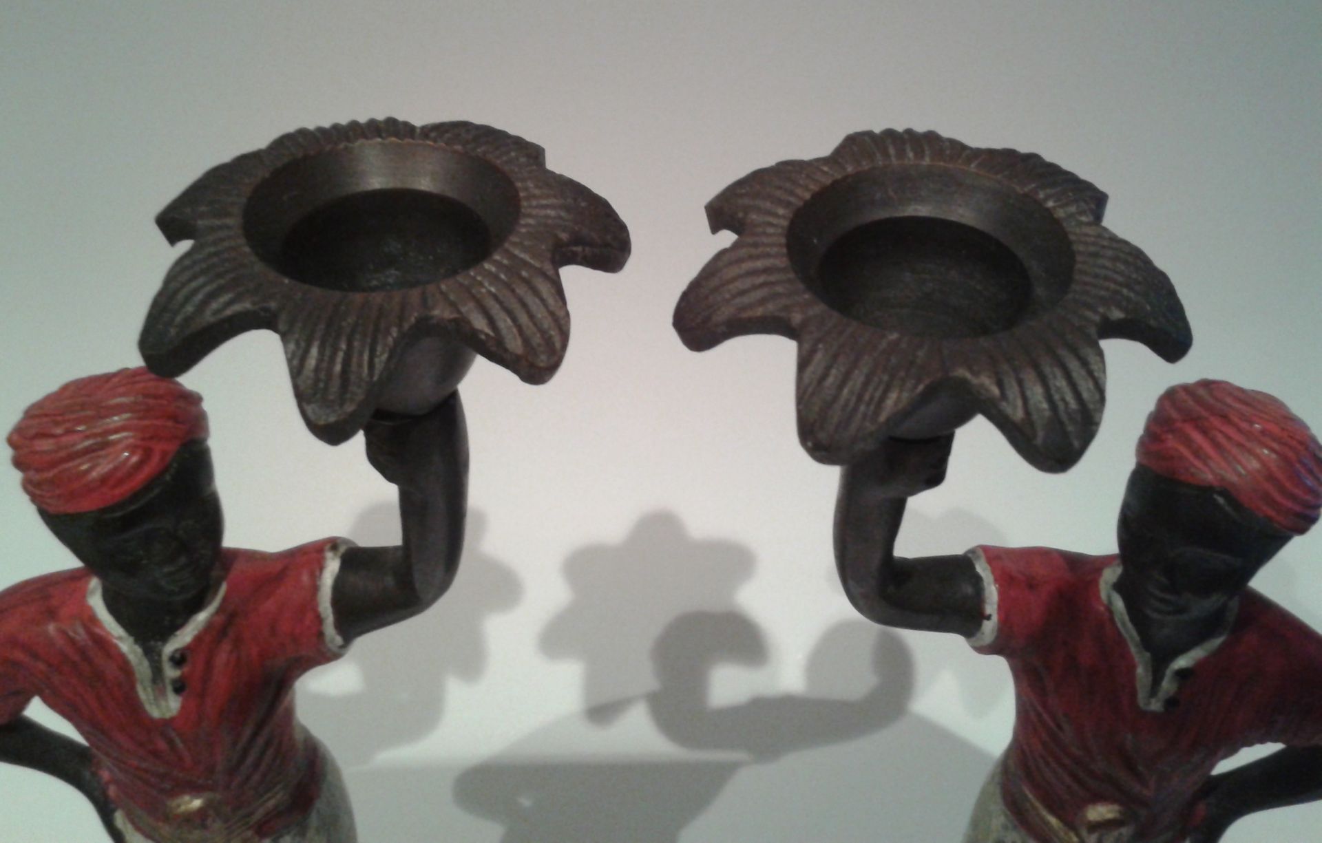 Pair Of Bronze Cold Painted Blackamoor Figures As Candleholders c1900s - Image 5 of 5