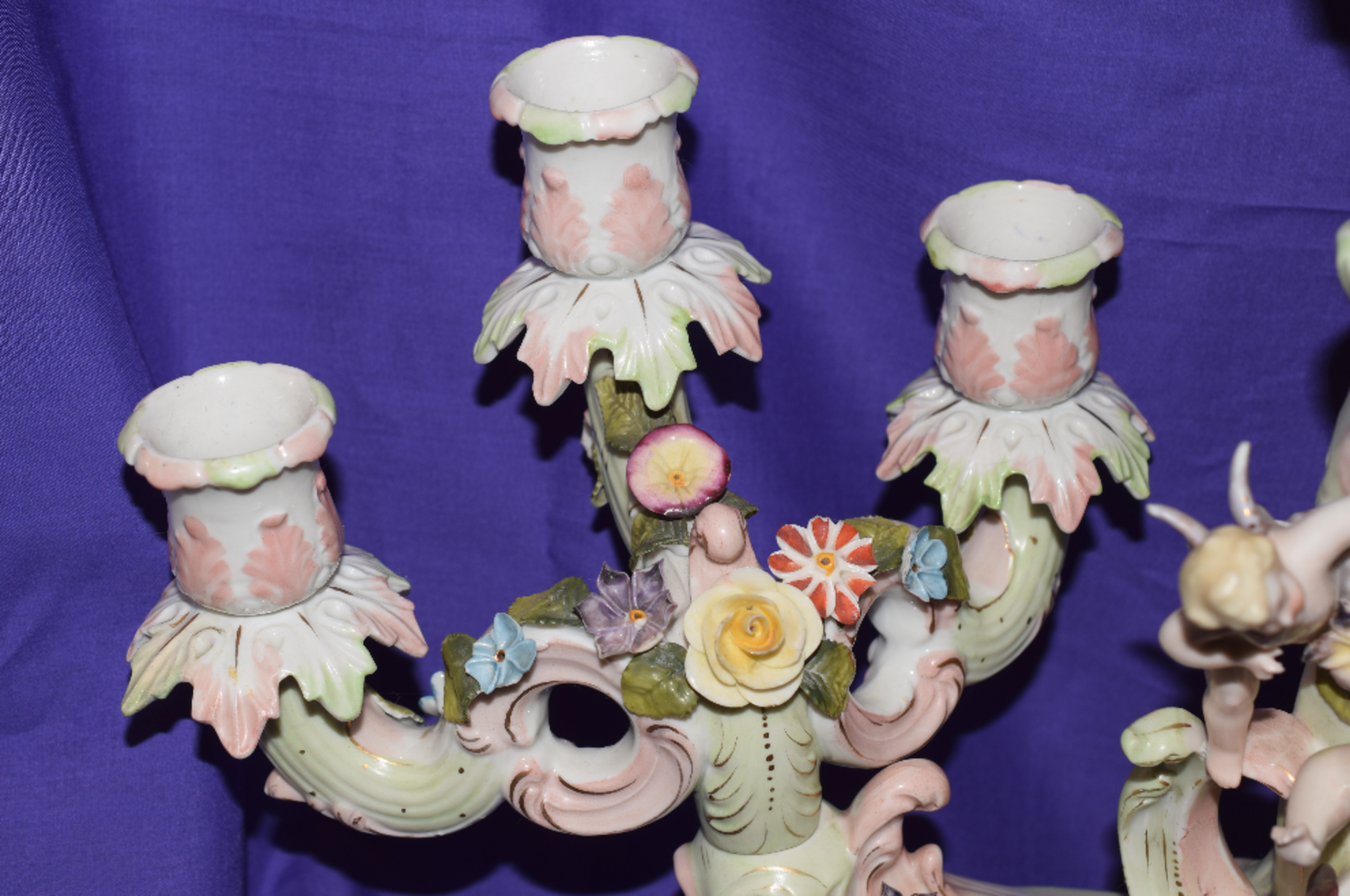 Porcelain 6 Branch Candelabra, German (Possibly Dresden) ***RESERVE LOWERED*** - Image 2 of 5