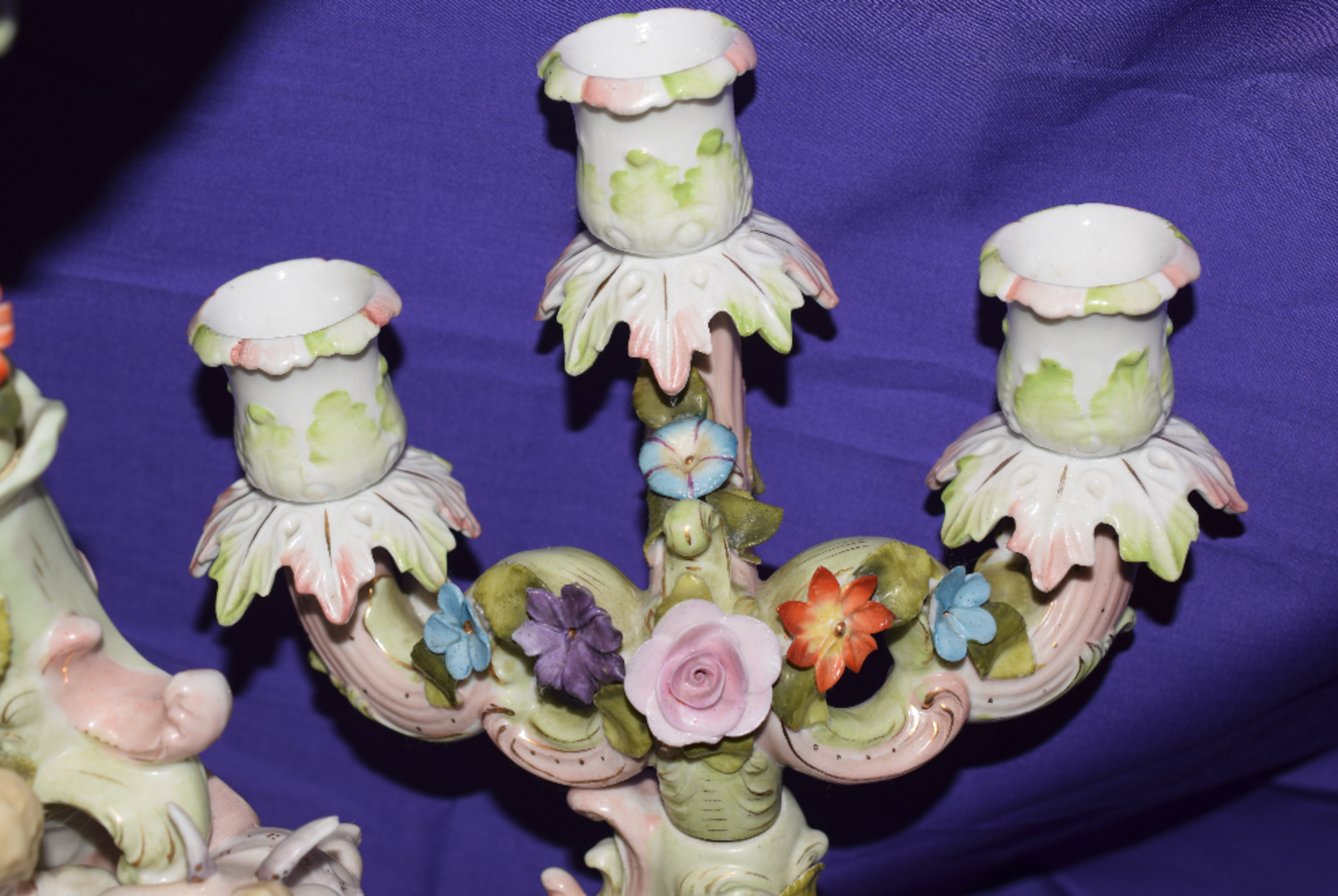 Porcelain 6 Branch Candelabra, German (Possibly Dresden) ***RESERVE LOWERED*** - Image 3 of 5