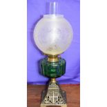 Victorian Green Glass Oil Lamp