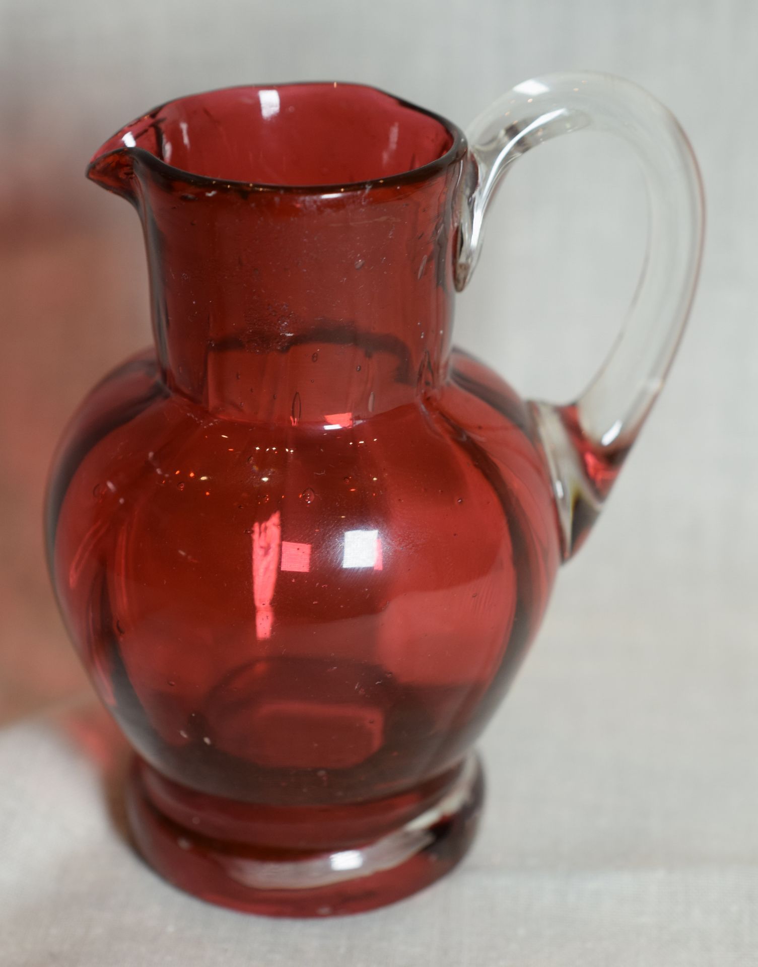 Small Victorian Hand Blown Cranberry Glass Jug NO RESERVE! - Image 4 of 4
