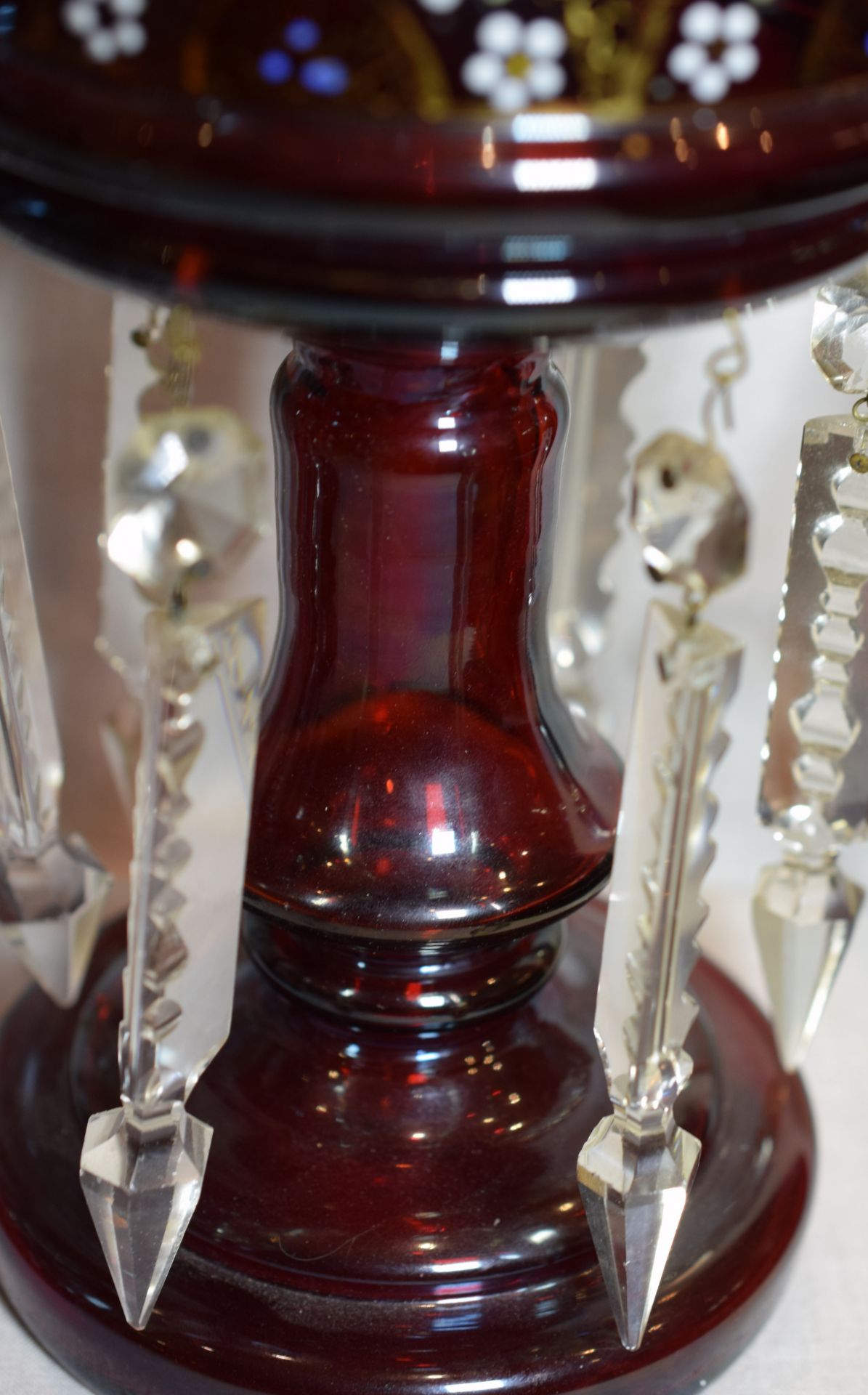 Pair Of Victorian Ruby Glass Lustre Posy Vases - Image 6 of 6