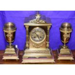 Vincente of Paris c1855 Bronze Clock With Garnitures