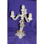 Porcelain 4 Branch Candelabra, German (Possibly Dresden) ***RESERVE LOWERED***