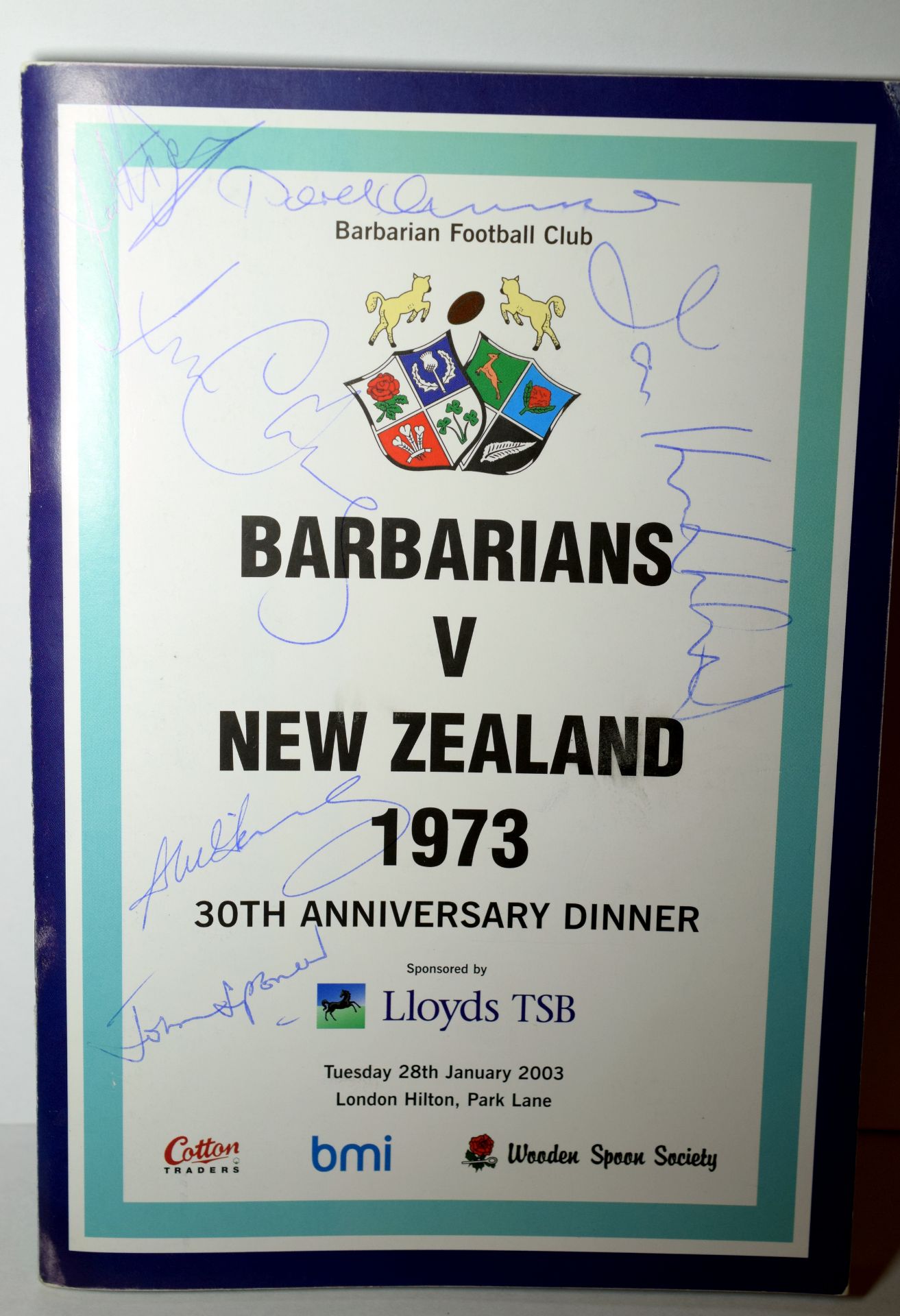 Rare Signed Barbarians V New Zealand 1973 30th Anniversary Dinner Programme ***RESERVE REDUCED***
