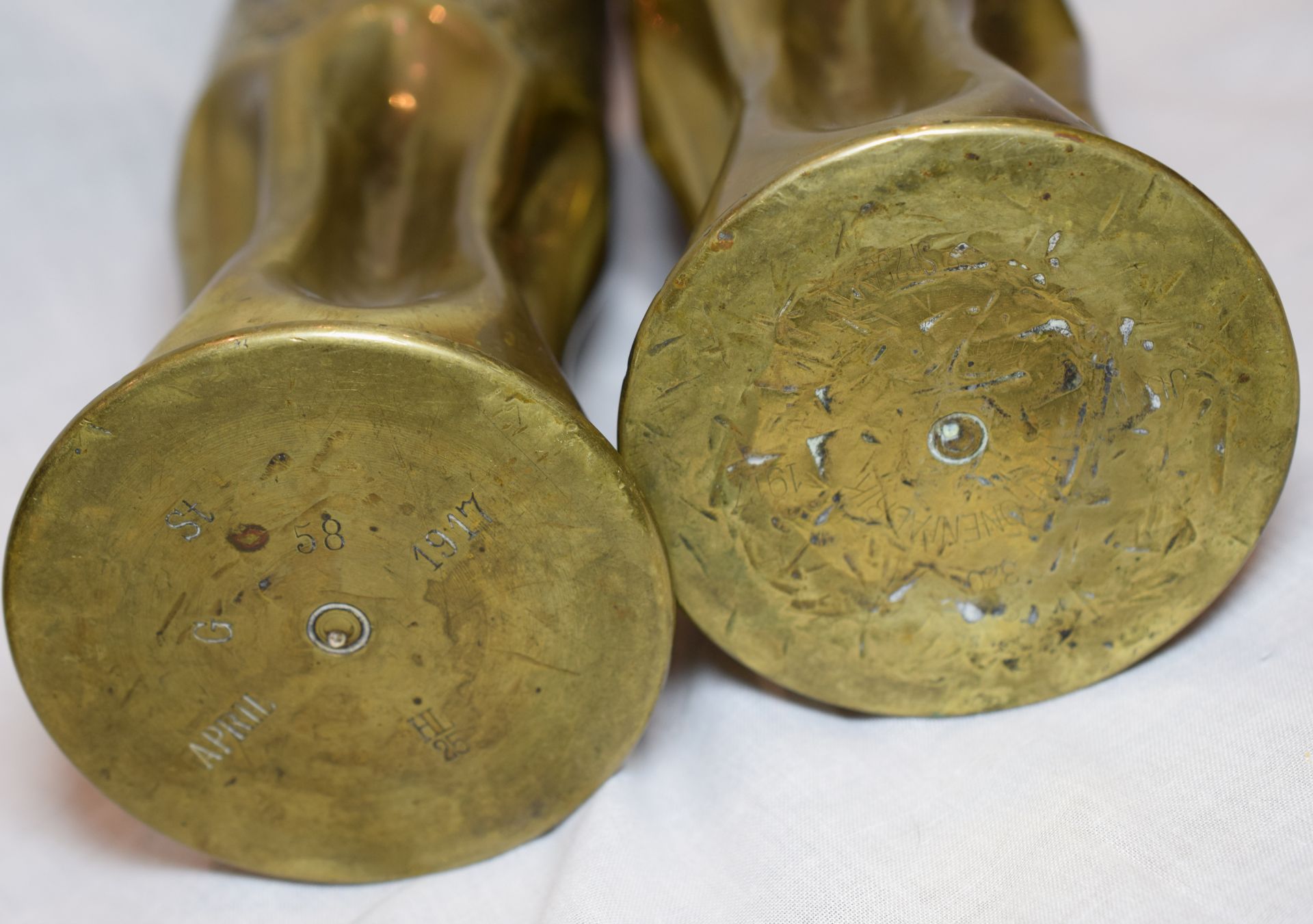 1917 WW1 French Brass Shells Cases Trench Art - Image 3 of 5