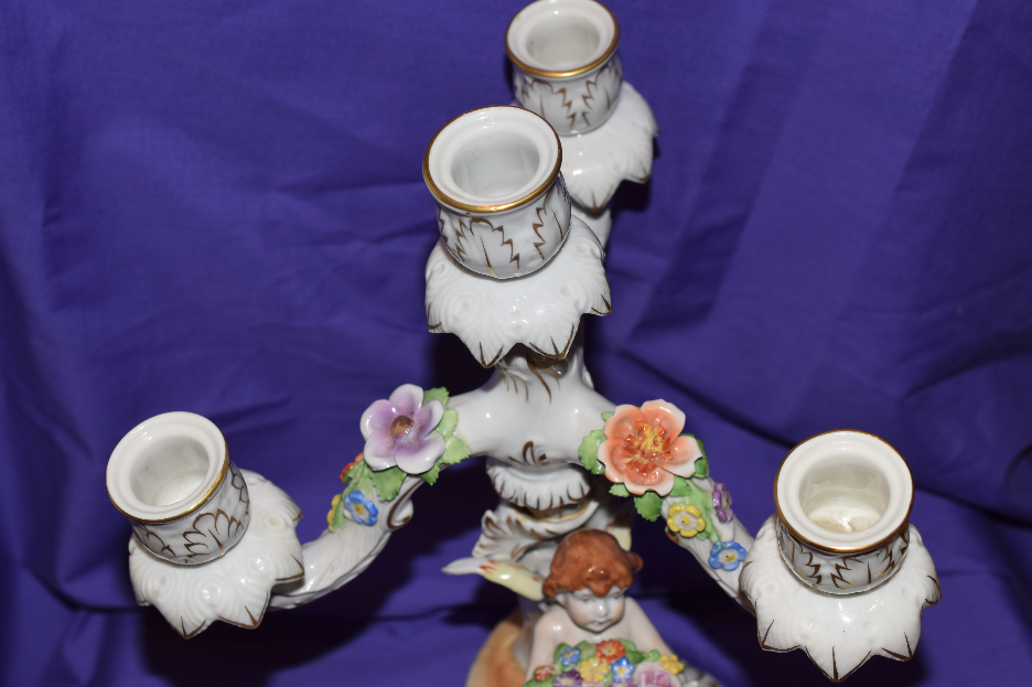 Porcelain 4 Branch Candelabra, German (Possibly Dresden) ***RESERVE LOWERED*** - Bild 3 aus 3