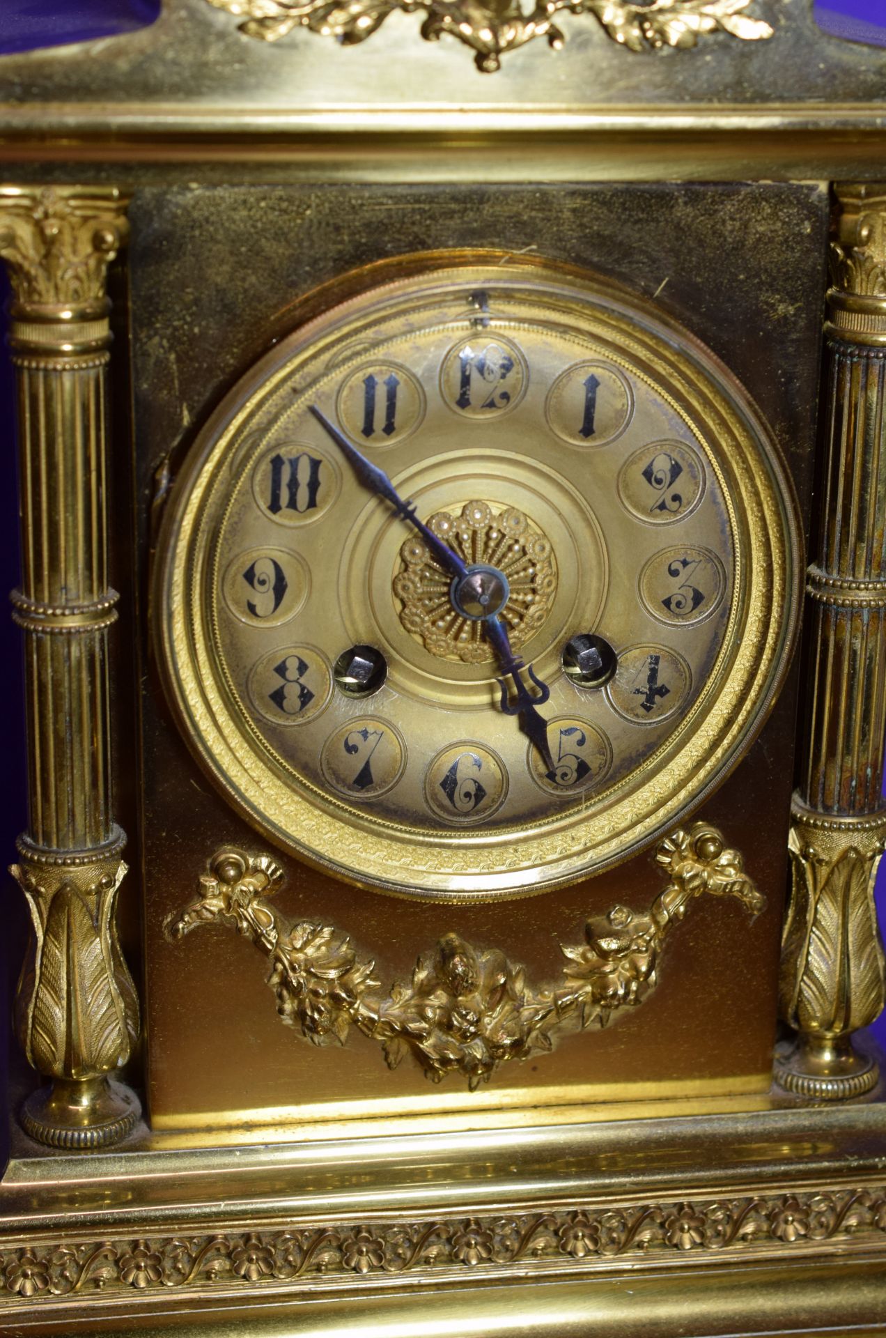 Vincente of Paris c1855 Bronze Clock With Garnitures - Image 3 of 6