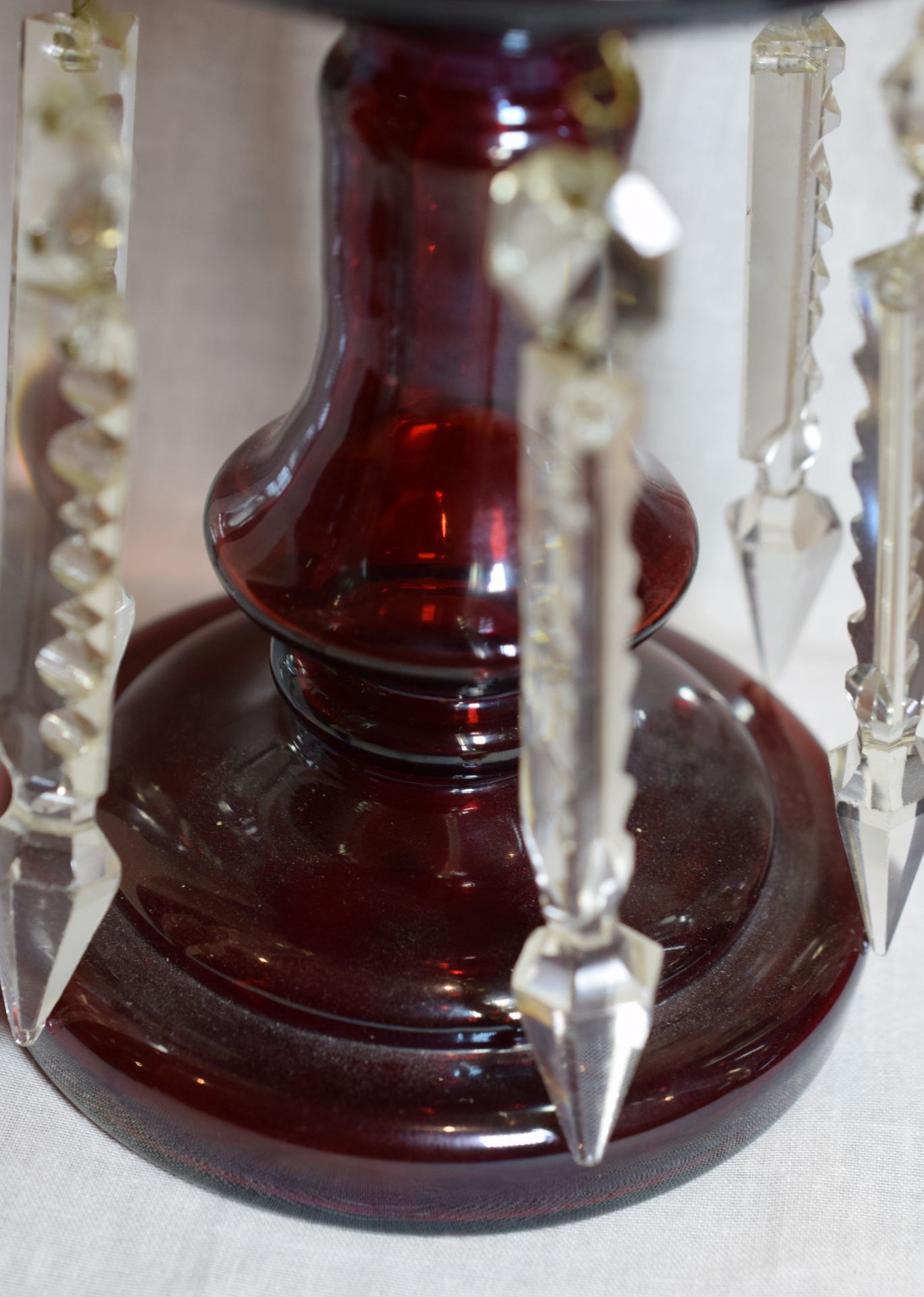 Pair Of Victorian Ruby Glass Lustre Posy Vases - Image 5 of 6