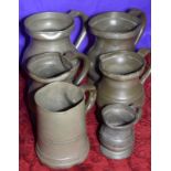 Set Of Victorian Pewter Ale Tankards Quart Size ***RESERVE LOWERED***