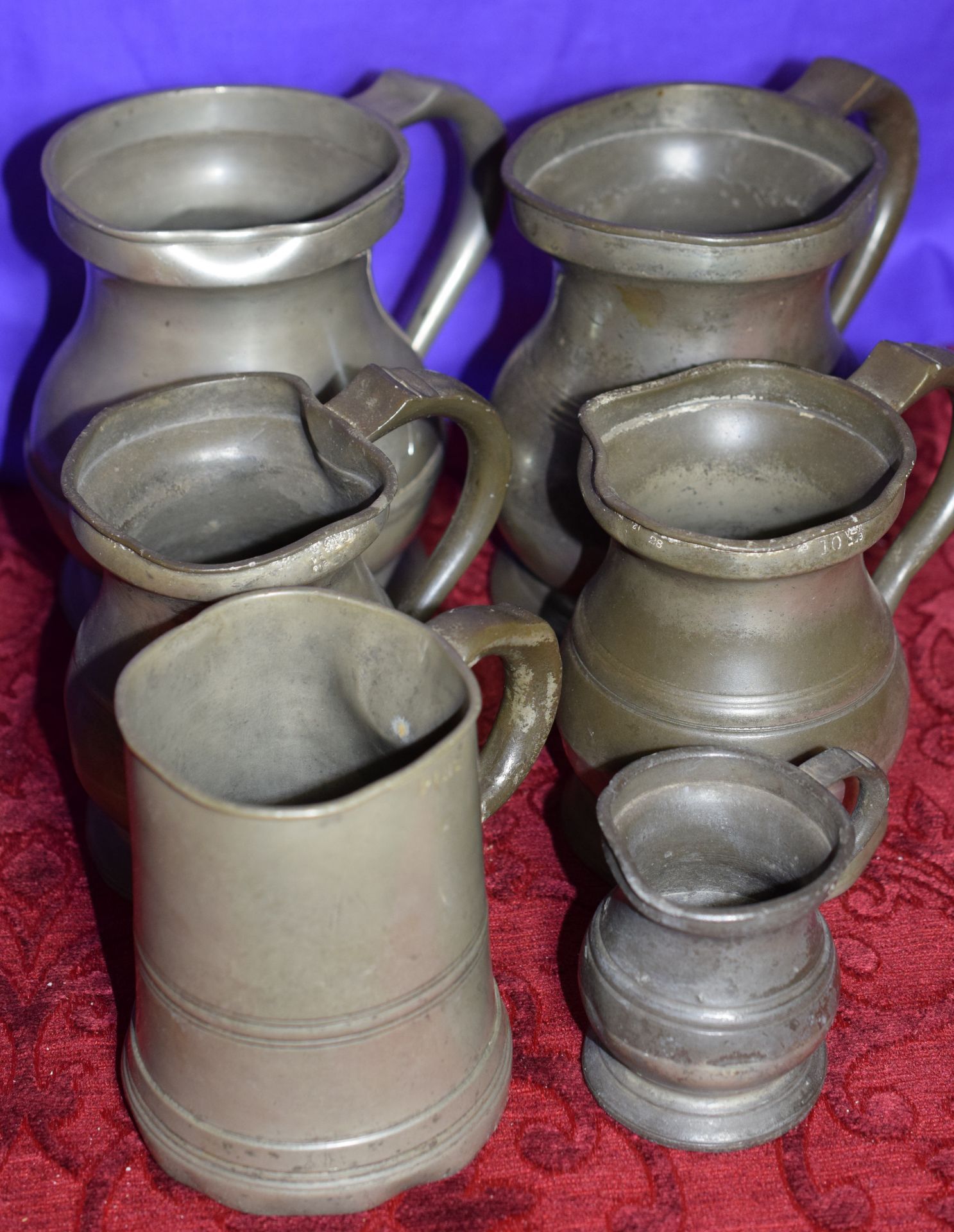 Set Of Victorian Pewter Ale Tankards Quart Size ***RESERVE LOWERED***